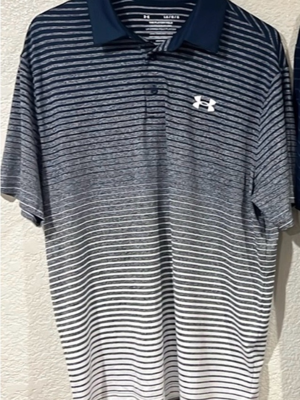 Under Armour Navy and White Gradient Stripe Polo